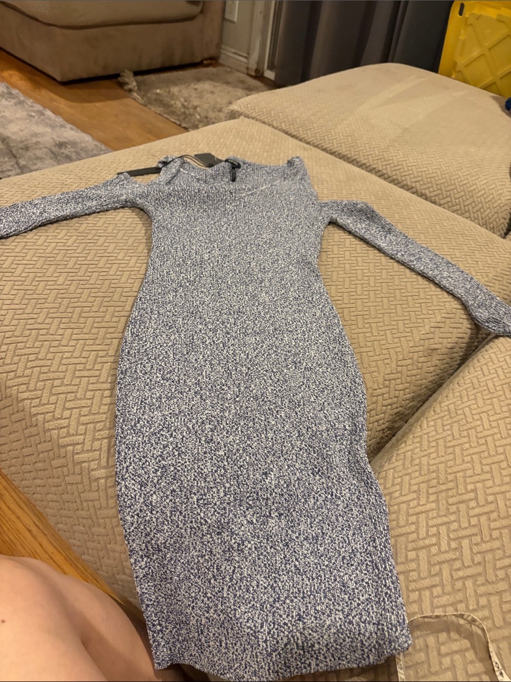 Buffalo David Bitton Speckled Navy & White Fitted Long-Sleeve Dress